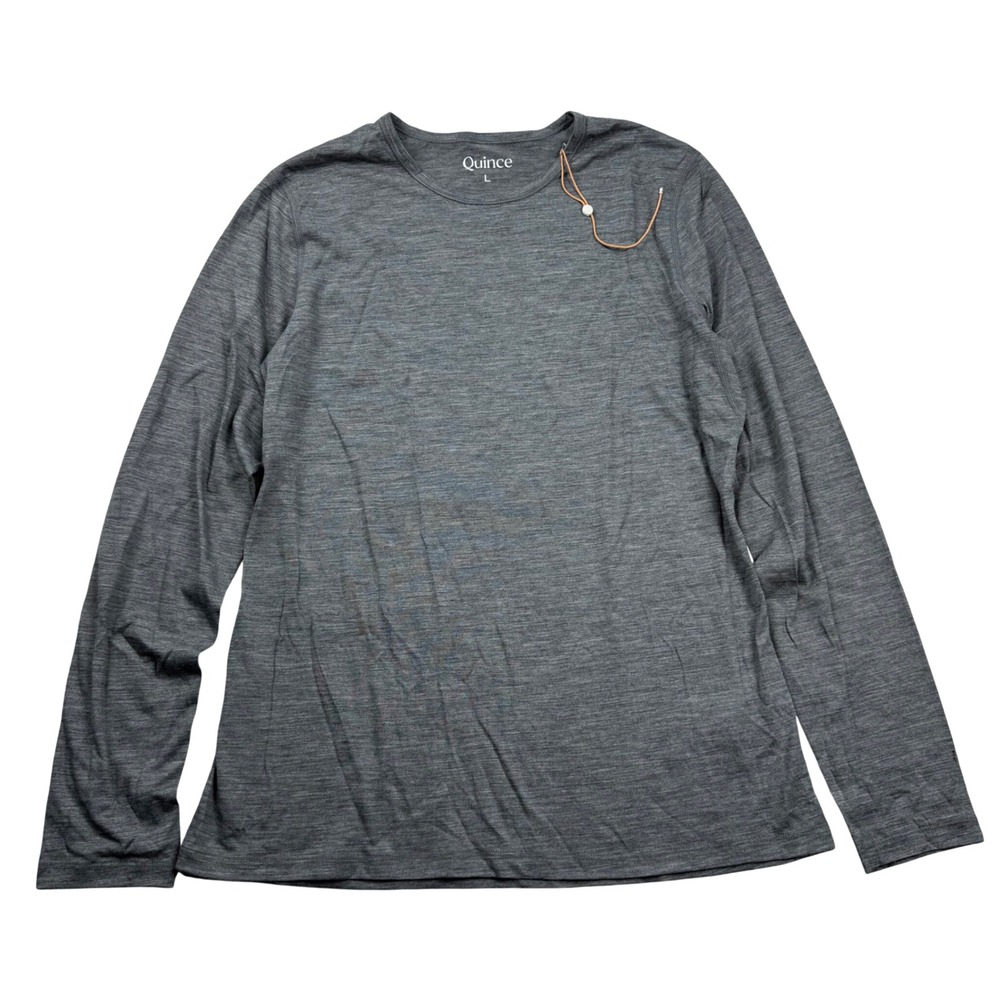 Quince Mens Large 100% Merino Wool Long Sleeve Crewneck T-Shirt Charcoal Gray
